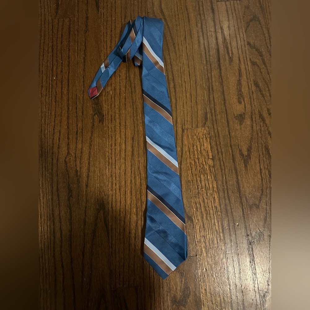 Blue and Brown Striped Neck Tie